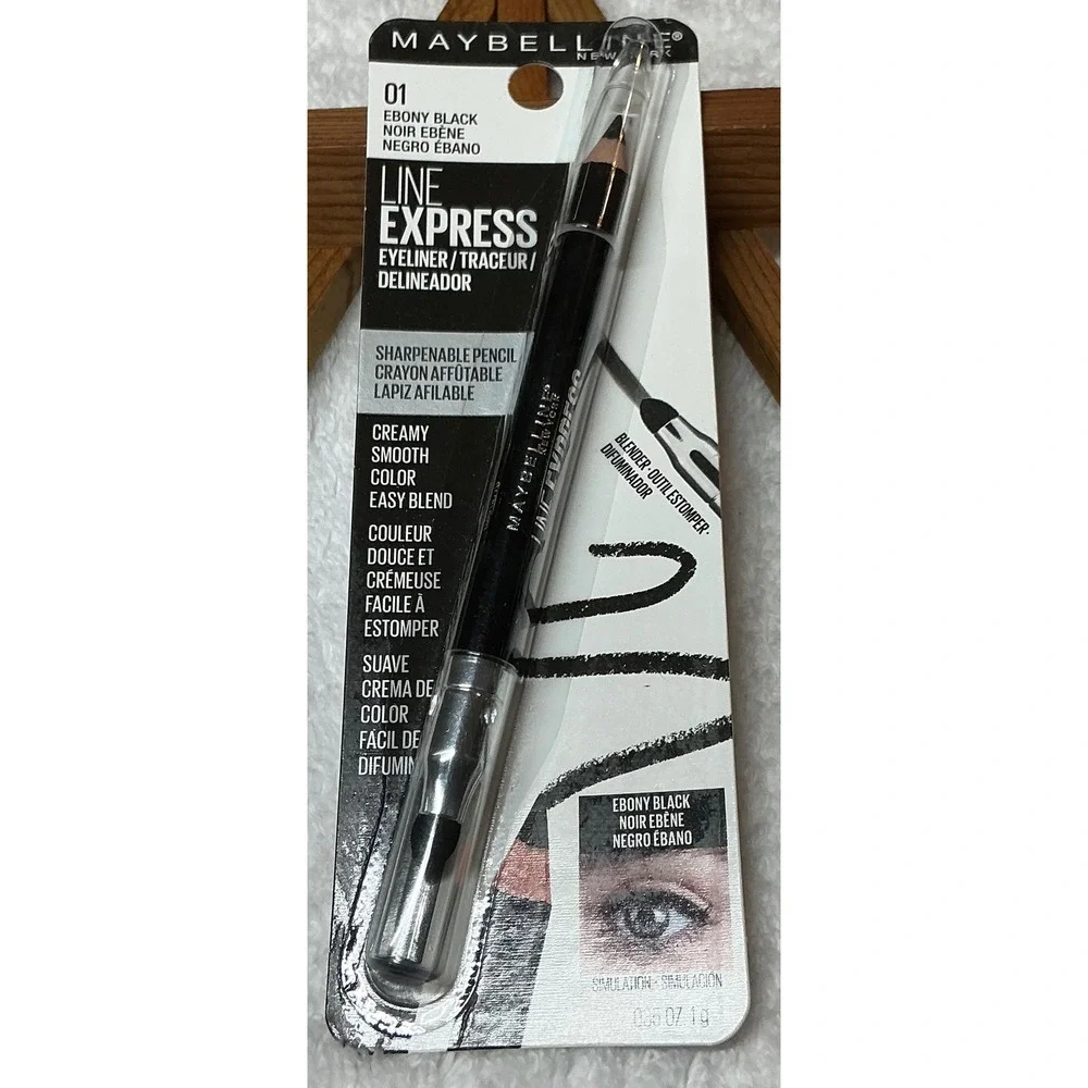Maybelline Line Express Eyeliner 01 Ebony Black Sharpenable Pencil New Sealed